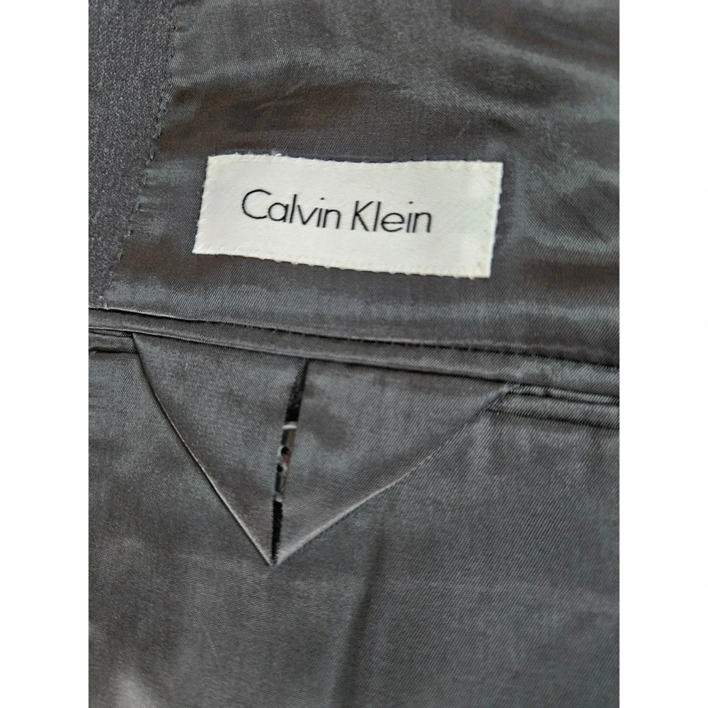 Calvin Klein‎ Mens 48R Blazer Charcoal Gray 100% Wool 2 Button Suit Jacket 48 R